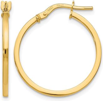 Diamond2Deal 14K Yellow Gold Polished Round Hoop Earrings