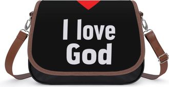 Generic I Love God Womens Crossbody Bag Fashion Shoulder Handbags Message Tote Bag with Adjustable Strap