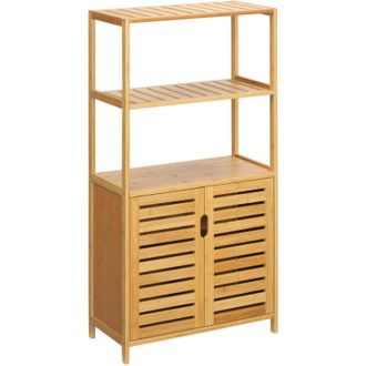 Kleankin Kleankin - Mobile Bagno con Armadietto a 2 Ante e Ripiani Aperti in Bamb&ugrave;