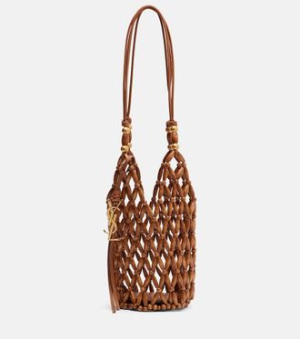 Saint Laurent Cassandre Mini wood bucket bag