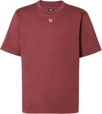 Fendi T-shirts en Poloshirts - Heren - T-shirts - Rood - L - Katoen - Tops
