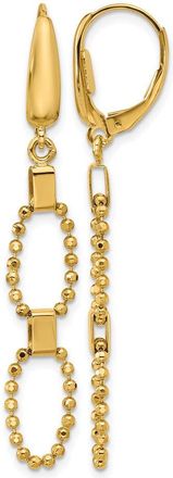 Diamond2Deal 14K Yellow Gold Diamond-cut Link Drop Dangle Earrings