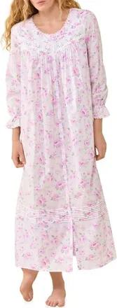 Eileen West Floral Long Sleeve Cotton Robe in Rosebud at Nordstrom, Size X-Small