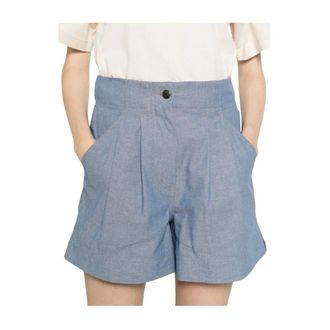 Moncler Chambray Shorts - Dames - Korte Broeken - Blauw - L - Katoen - Korte Broeken