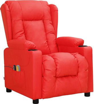 Les Tendances Sill&oacute;n De Masaje El&eacute;ctrico Cuero Sint&eacute;tico Rojo Vidaxl