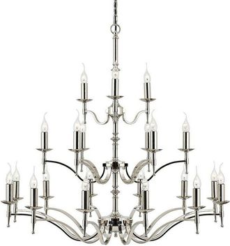 Loops Avery Ceiling Pendant Chandelier Light 21 Lamp Bright Nickel Curved Candelabra