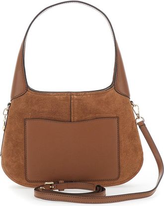 Michael Michael Kors Womens Shoulder Bag Alice Brown Suede Cow Leather