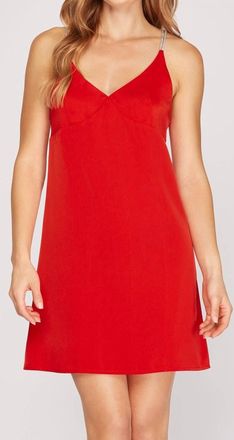 She + Sky Taylor Slip Dress In Red