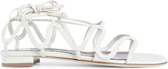 Manolo Blahnik Schoenen, Dames, Wit, 38 EU, Crème Kooi Enkelband Hakken