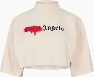 Palm Angels Womens Palm Star Fit Crew - White/Multi - Size: 14