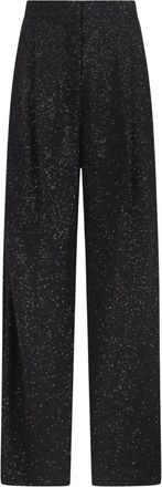 Max Mara Sequin Wide Leg Broeken - Dames - Straight fit broeken - Zwart - S - Satijn - Broeken