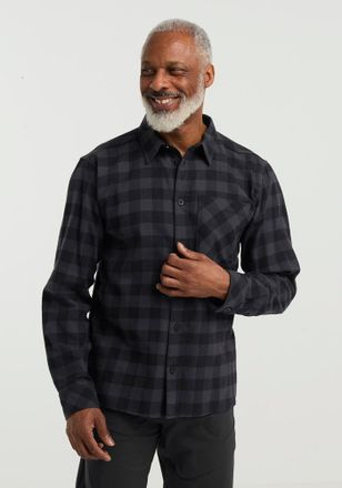 Jack Wolfskin Flanellhemd JACK WOLFSKIN LITE FLANNEL SHIRT M, Herren, Gr. XXXL (60), Normalgr&ouml;ssen, schwarz (checkschwarz), Obermaterial: 100% Baumwolle, Hemden Fla