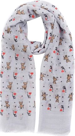 World of Shawls Pug Dog, Dachshund Dogs, Spaniel Dog, Jack Russell Print Scarf - All Seasons Lovely Soft Scarf Wraps Shawl Scarves (I love My Puppy Silver)