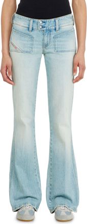 Diesel Bootcut Jeans Low Waist D-Hush, Light blue, Zip fly