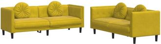 vidaXL Vidaxl - Juego De Sof&aacute;s Con Cojines 2 Piezas Terciopelo Amarillo