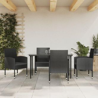 vidaXL Juego De Comedor De Jard&iacute;n 5 Pzas Rat&aacute;n Sint&eacute;tico Y Acero Negro Vidaxl