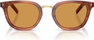 Prada 49mm Cat Eye Sunglasses in Havana Cognac /Grey Yellow at Nordstrom