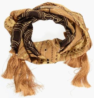Dsquared2 Patterned Silk Foulard with Tassels size Unica