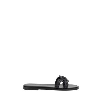 Versace Sliders, female, Black, Size: 8 1/2 US Medusa Logo Sandals