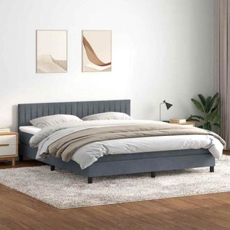 vidaXL Cama Box Spring Con Colch&oacute;n Terciopelo Gris Oscuro 180x210 Cm Vidaxl