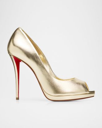 Christian Louboutin 120mm Lady Z Metallic Nappa Leather Peep-Toe Pumps