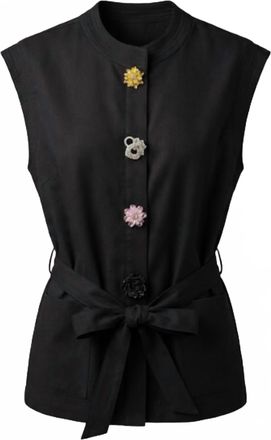 Entro Womens Button Tunic Top In Black
