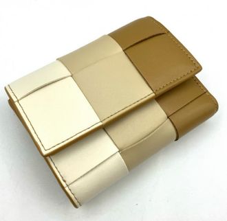 Bottega Veneta Beige Brown Light Beige Intrecciato Wallet (Tri-Fold) (Pre-Owned)