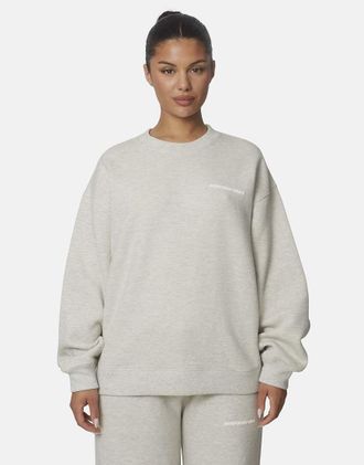 Good For Nothing felpa girocollo oversize in pile di cotone grigia-Grigio