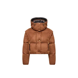 Moncler Paterne 2-in-1 Hooded Short Down Jacket Brown Size 00