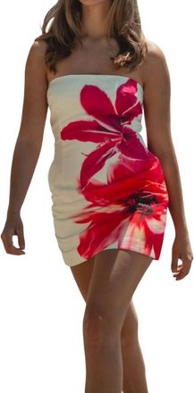 Runaway The Label Bari White & Pink Floral Mini Dress In White And Pink