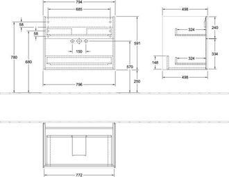 Villeroy & Boch Mueble Bajo Para Lavabo Finion, 2 Extra&iacute;bles