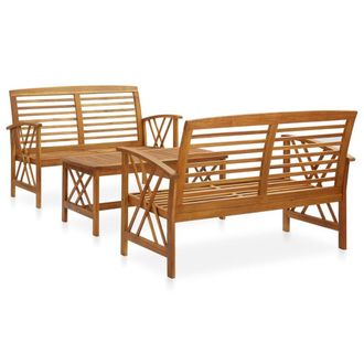 Berkfield Home 3 Piece Garden Lounge Set Solid Acacia Wood in Brown