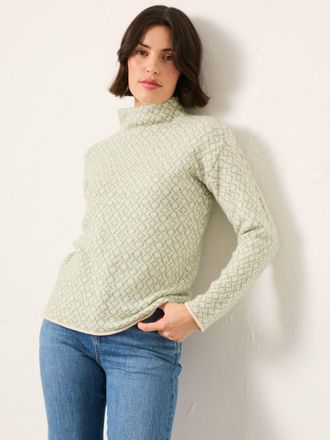 Fat Face FatFace Skye Mint Green Knitted Pattern High Neck Jumper