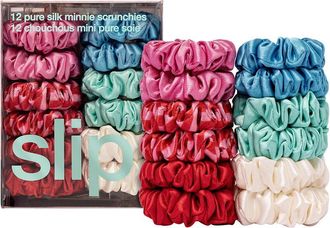 Slip Slip Pure Silk Set Of 12 Minnie Scrunchies - Sundown