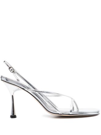 Studio Amelia 95mm metallic-finish open-toe sandals - Silver