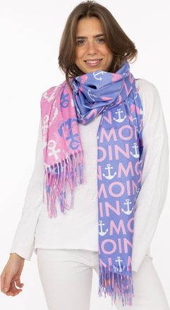 Zwillingsherz Schal ZWILLINGSHERZ Love & More, Damen, mittelblau, Web, Polyester, Modet&uuml;cher Schal, stylischer Schal mit Schriftzug