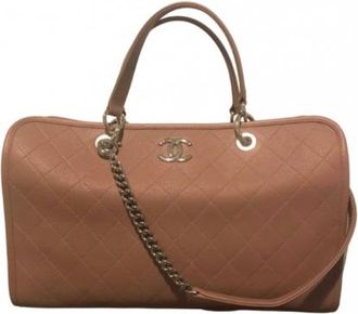 Chanel Antique Rose Quilted Caviar Leather Boston Bag Size M