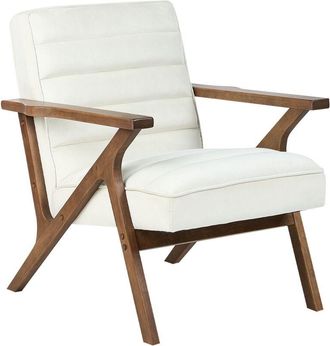 Beliani Beliani - Sill&oacute;n De Estilo Retro Fabricado En Terciopelo Con Patas De Madera En Color Blanco Crema Kisa
