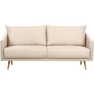 Beliani Beliani - Sof&aacute; Tapizado En Terciopelo Beige 3 Plazas Respaldo Acolchado Asiento Metal Patas Doradas Retro Glam Maura