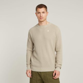 G-Star Mens G-Star RAW Serrated Knitted Sweater - Beige Cotton - Size X-Large