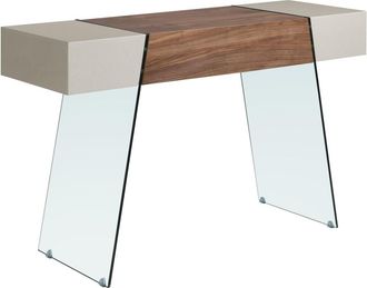 Angel Cerd&aacute; Consola rectangular madera gris, nogal y cristal templado