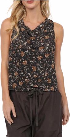 Sadie & Sage Timeless Floral Cowlneck Top In Black