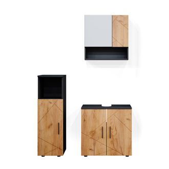 Vicco Conjunto De Muebles De Ba&ntilde;o Irma, Oro Power Roble/antracita, 3 Piezas