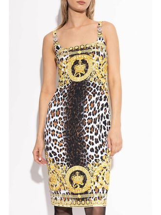 Versace Wild Barocco Dress In Black/white/gold