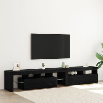 Berkfield Home TV Cabinets 2 pcs with LED Lights Black Oak Engineered Wood