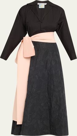 Bernadette Floral Embossed Wrap Dress with Bow