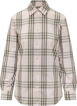 Burberry Regular Fit Geruit Katoenen Overhemd - Dames - Overhemden - Beige - 2XS - Katoen - Overhemden