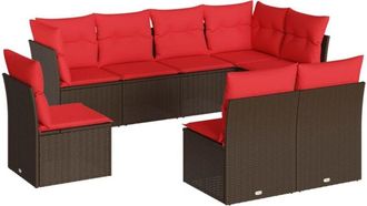 vidaXL 8 Piece Garden Sofa Set with Cushions Brown Poly Rattan Vidaxl