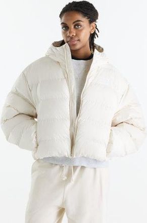 New Balance Womens Boston Puffer Jacket in Beige Polyester, size X-Large