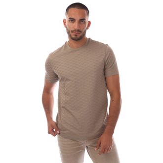 Emporio Armani Mens Allover Jacquard Eagle T-Shirt in Brown Cotton - Size X-Small